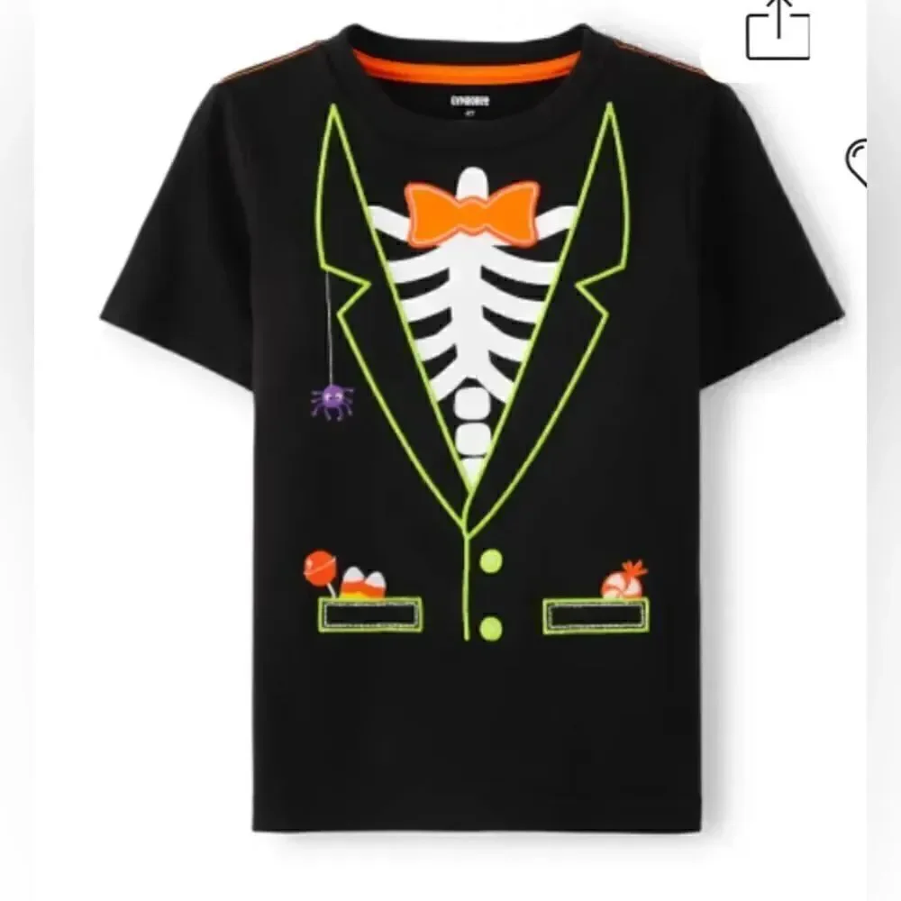 Gymboree skeleton Embroidered tee shirts sz 4T Trick Or Treat